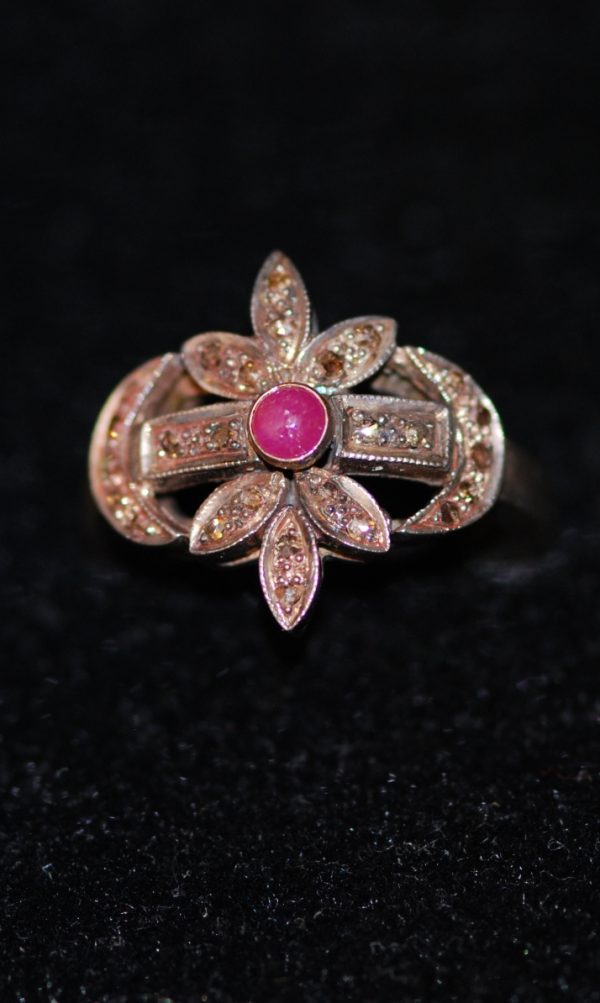 bague diamants rubis rose